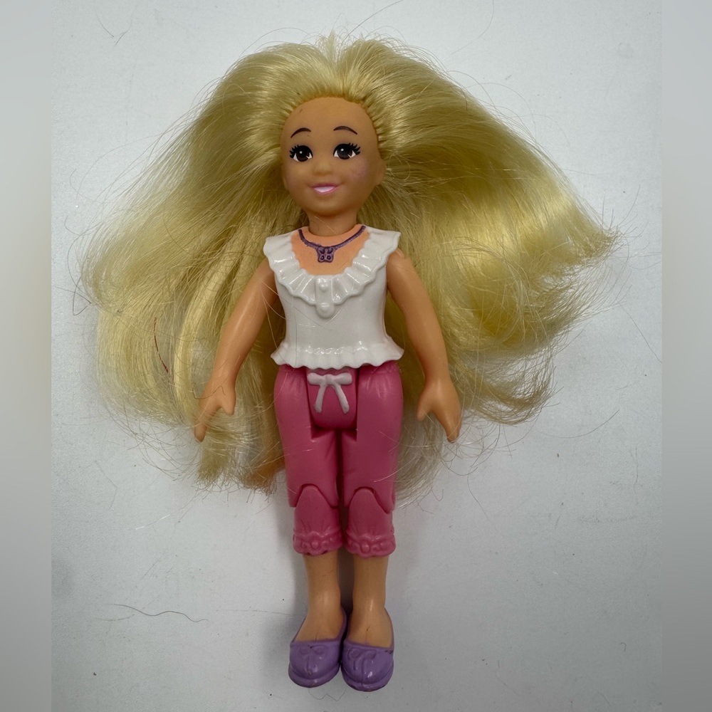 Fisher Price Loving Family Dollhouse Blonde Girl Sister Pink & White 4” - hair
